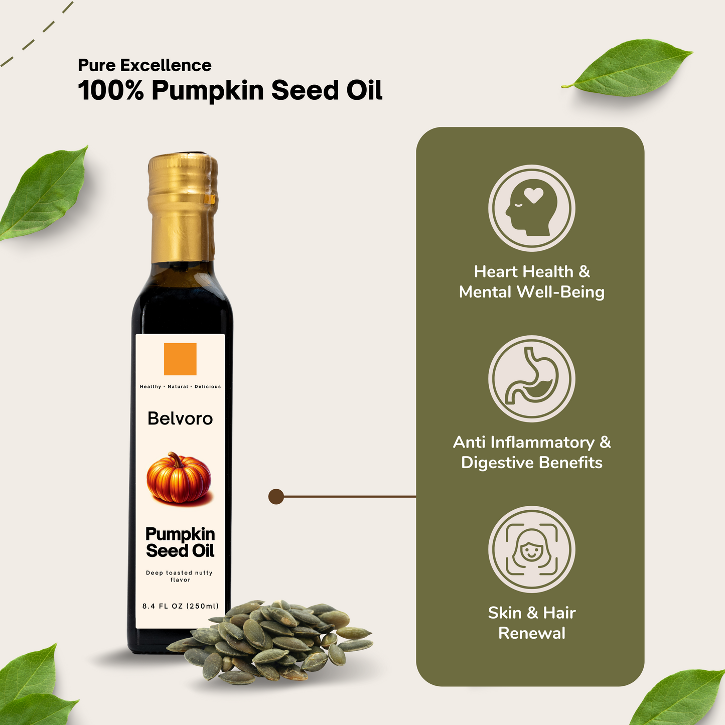 Belvoro Premium 100% Pumpkin Seed Oil